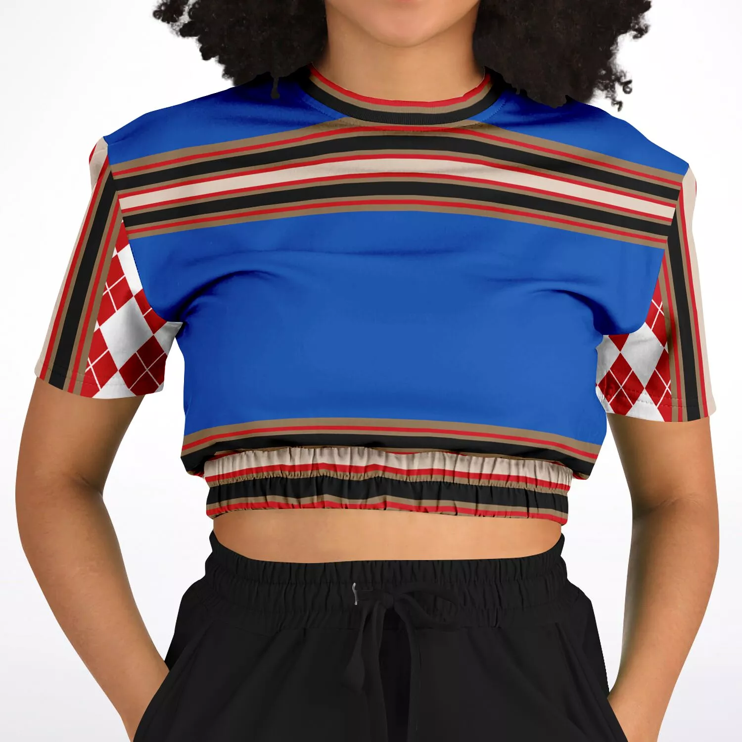 Gold Line Blue Cropped Sweater