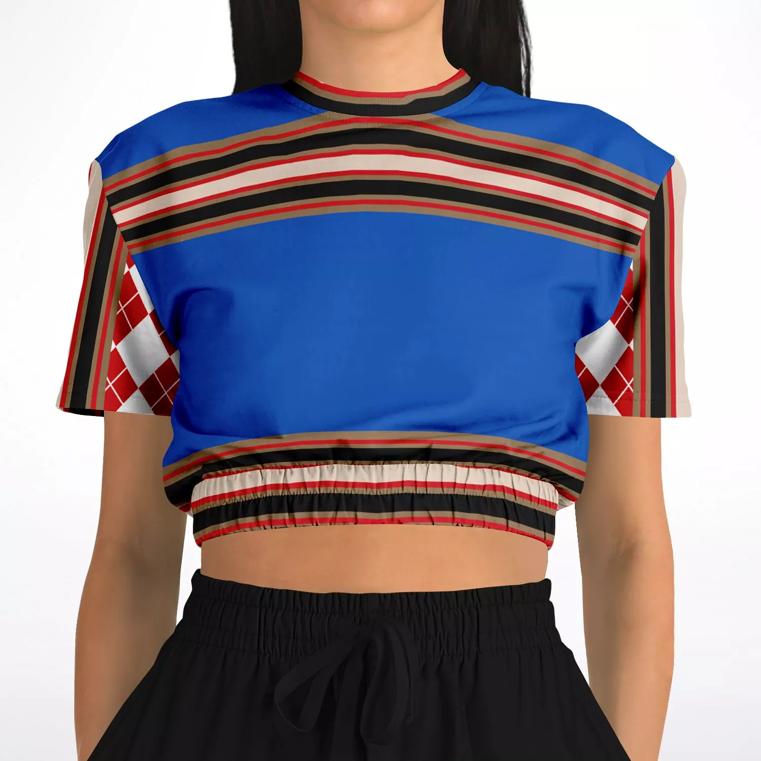 Gold Line Blue Cropped Sweater