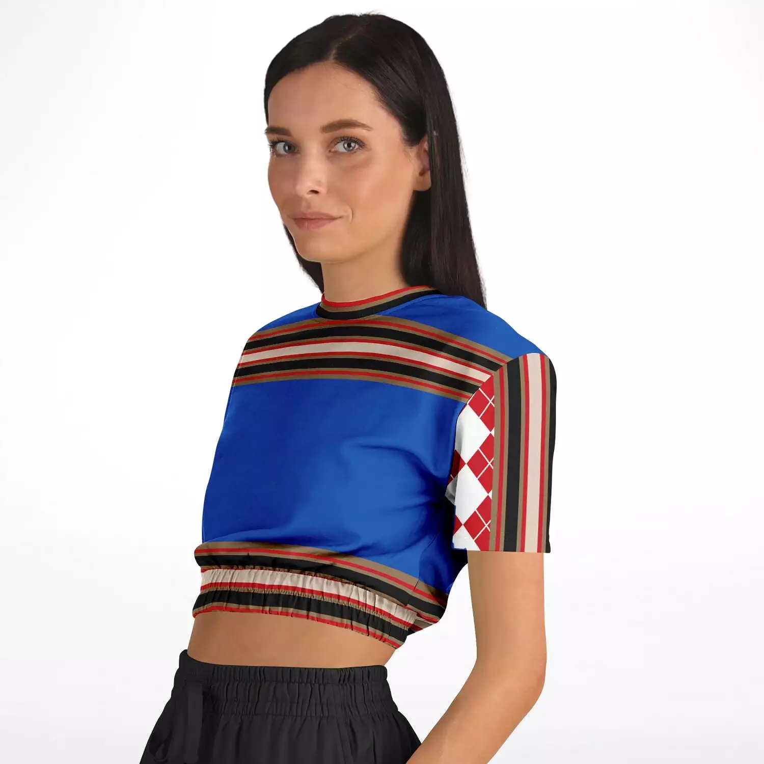 Gold Line Blue Cropped Sweater