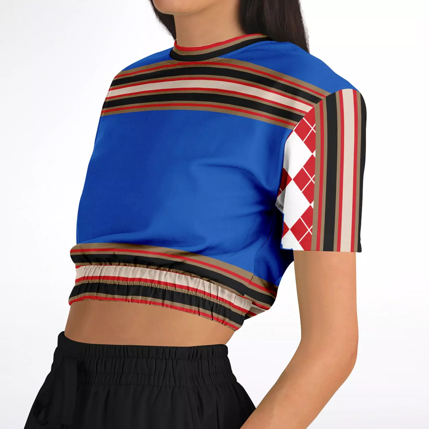 Gold Line Blue Cropped Sweater