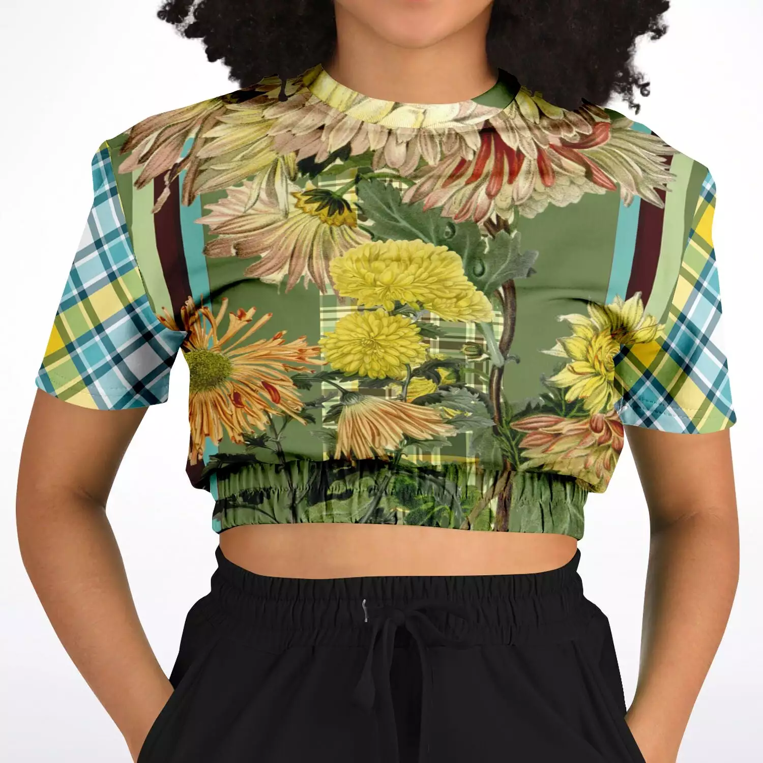 Green Caravan Plaid Crop Sweater