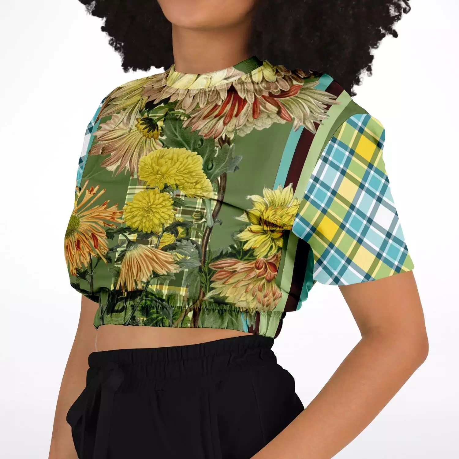 Green Caravan Plaid Crop Sweater