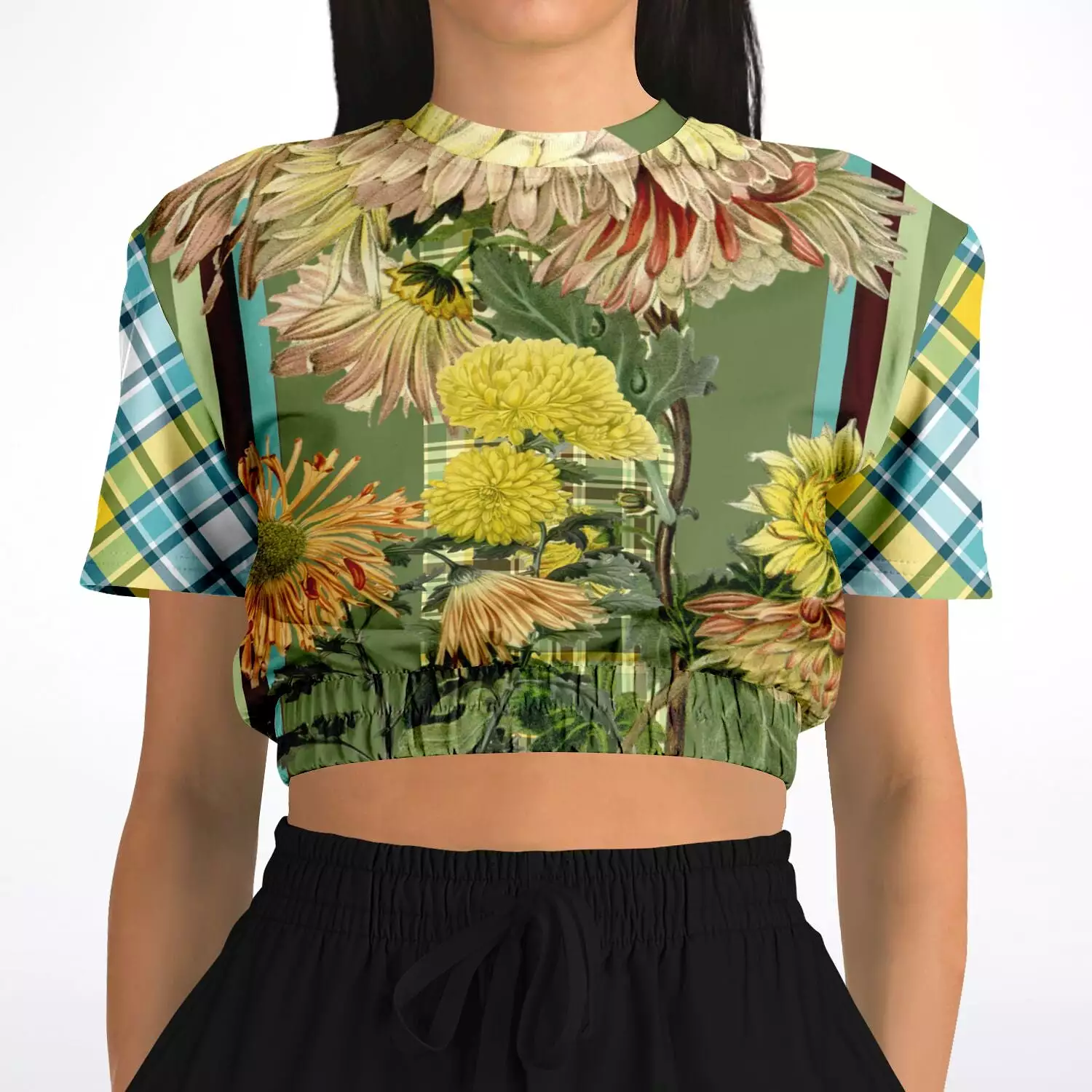 Green Caravan Plaid Crop Sweater