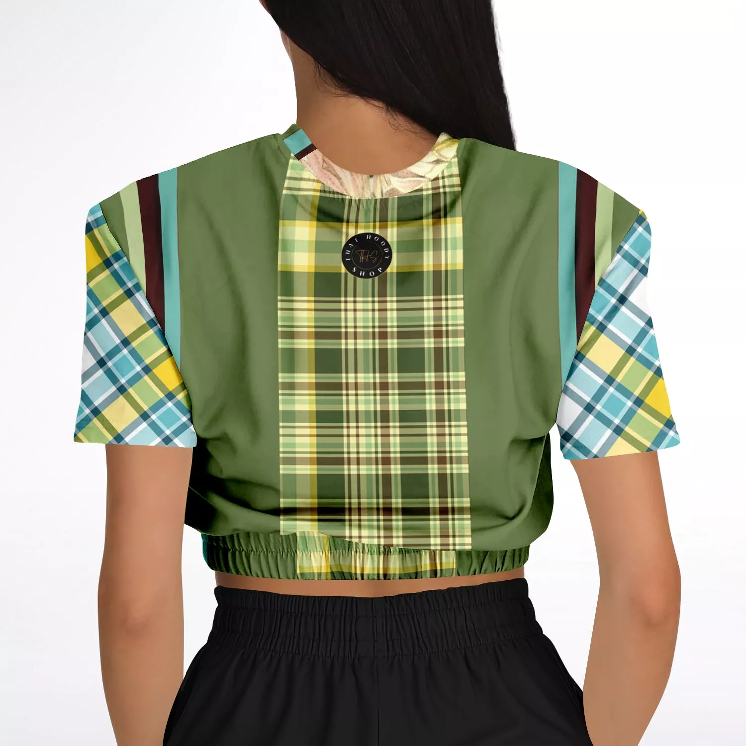 Green Caravan Plaid Crop Sweater