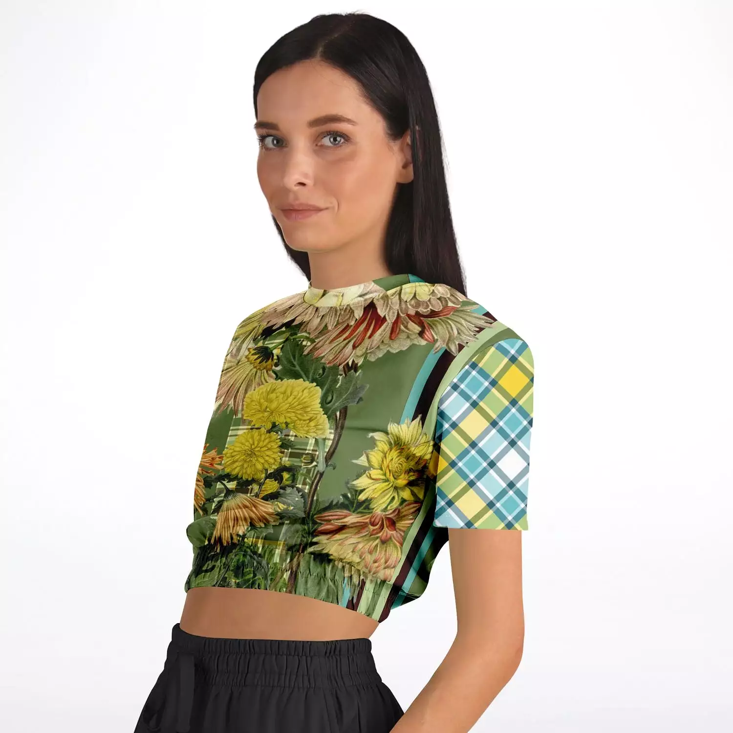 Green Caravan Plaid Crop Sweater