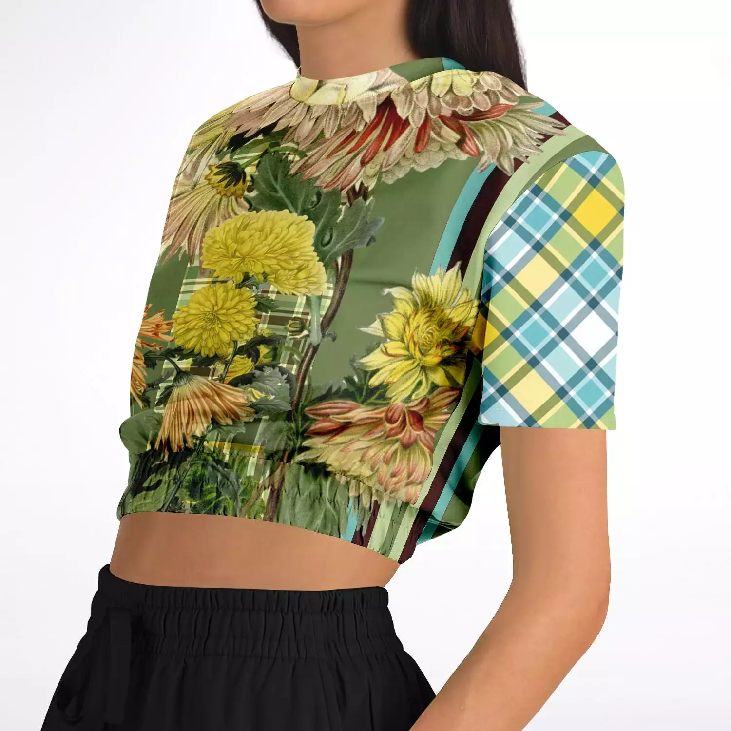 Green Caravan Plaid Crop Sweater