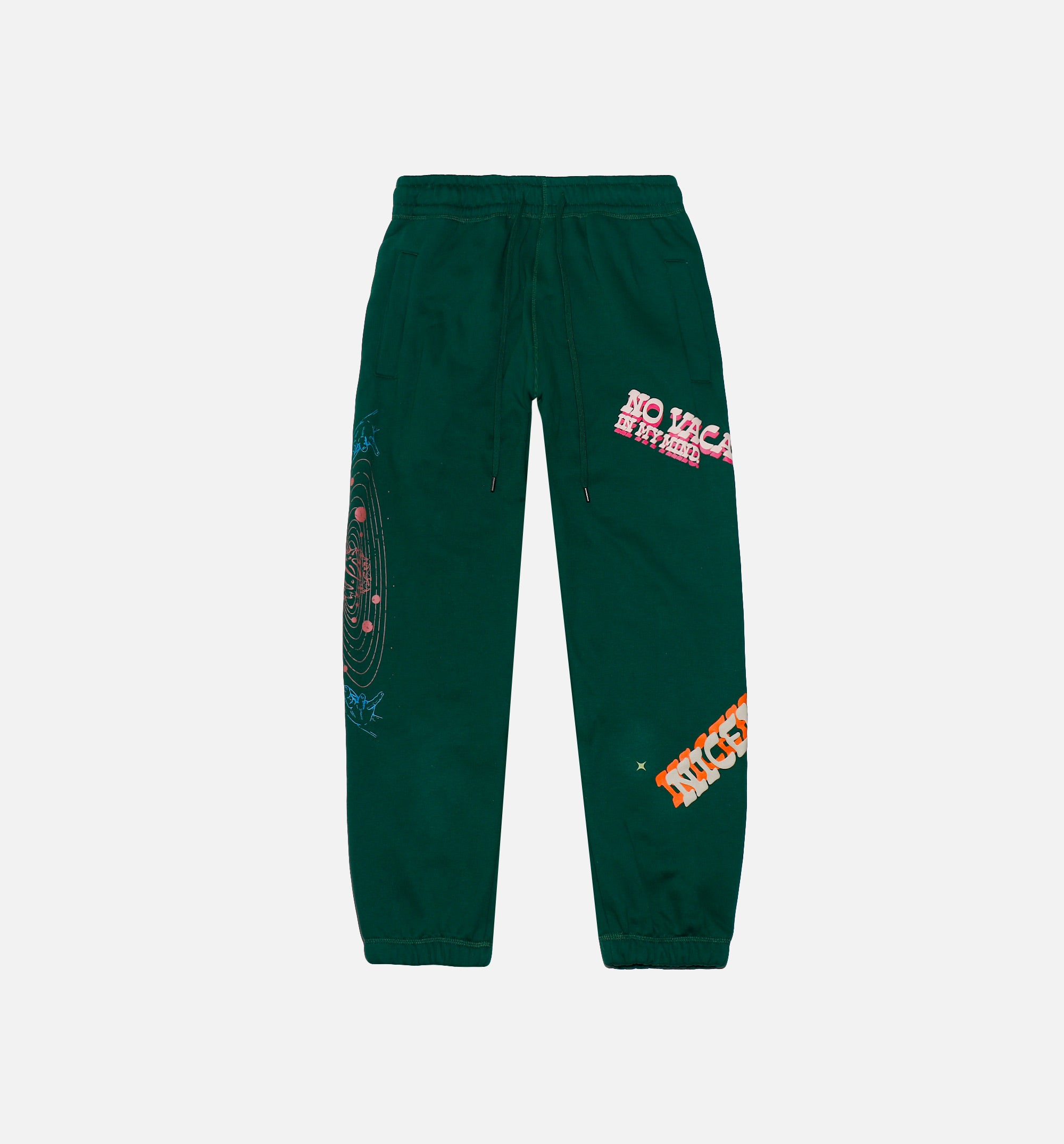 Green Fleece Jogger Pants for Men in No Vacancy