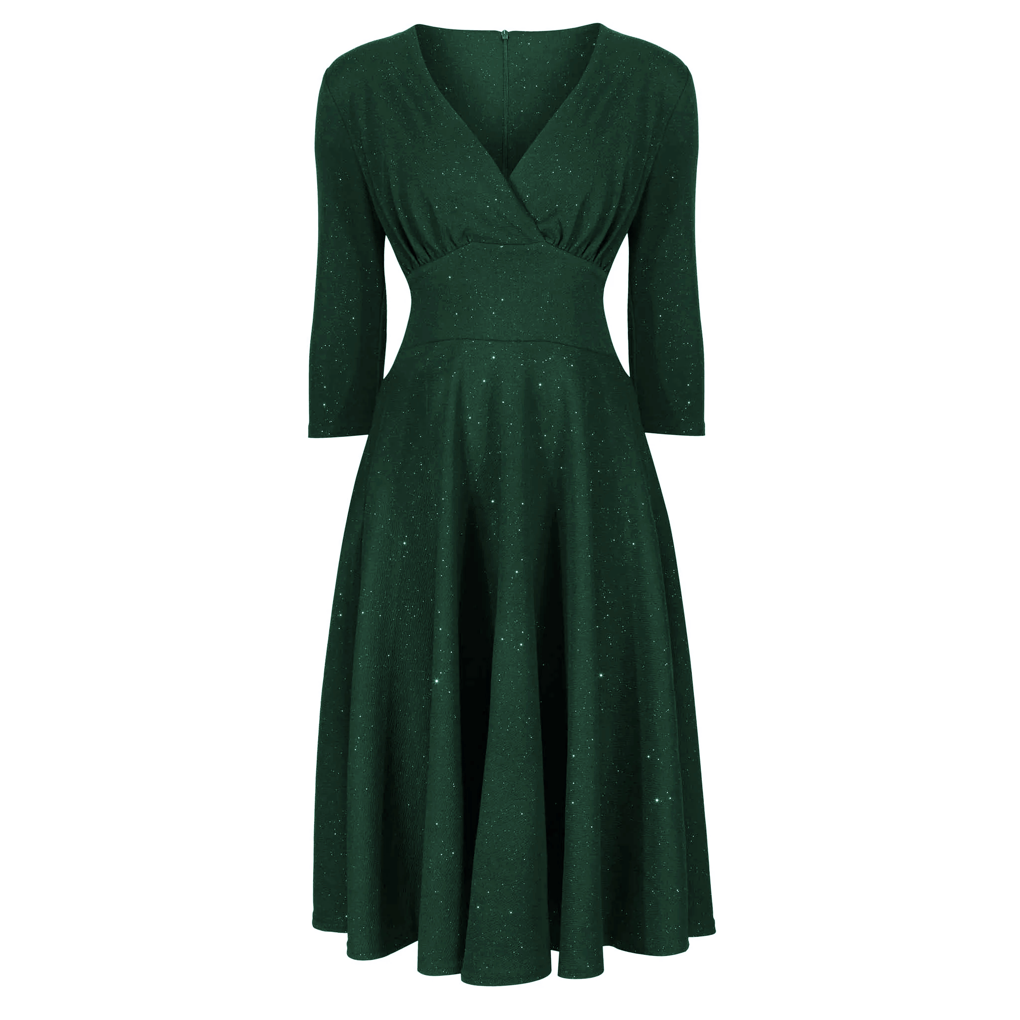 Green Forest Vintage A Line Crossover Tea Swing Dress