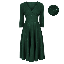 Green Forest Vintage A Line Crossover Tea Swing Dress