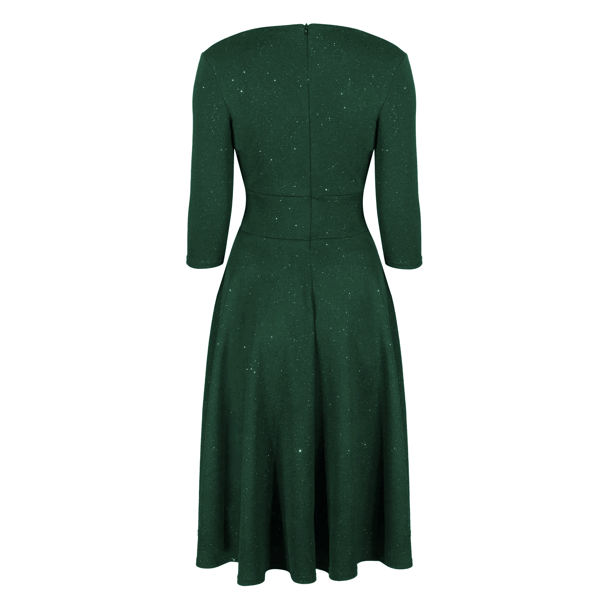 Green Forest Vintage A Line Crossover Tea Swing Dress