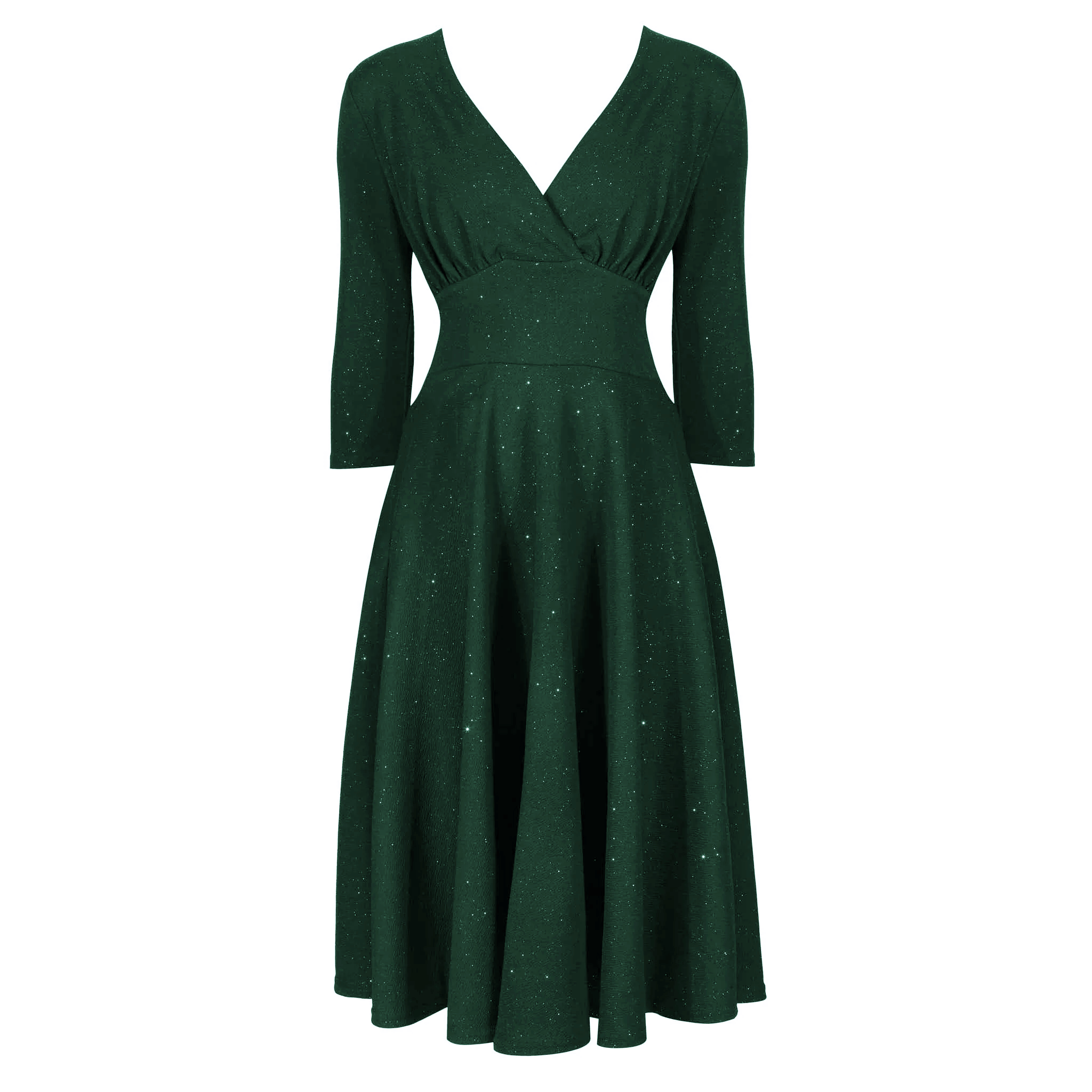 Green Forest Vintage A Line Crossover Tea Swing Dress