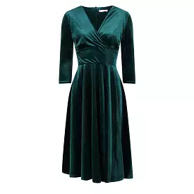 Green Velvet Retro Tea Dress