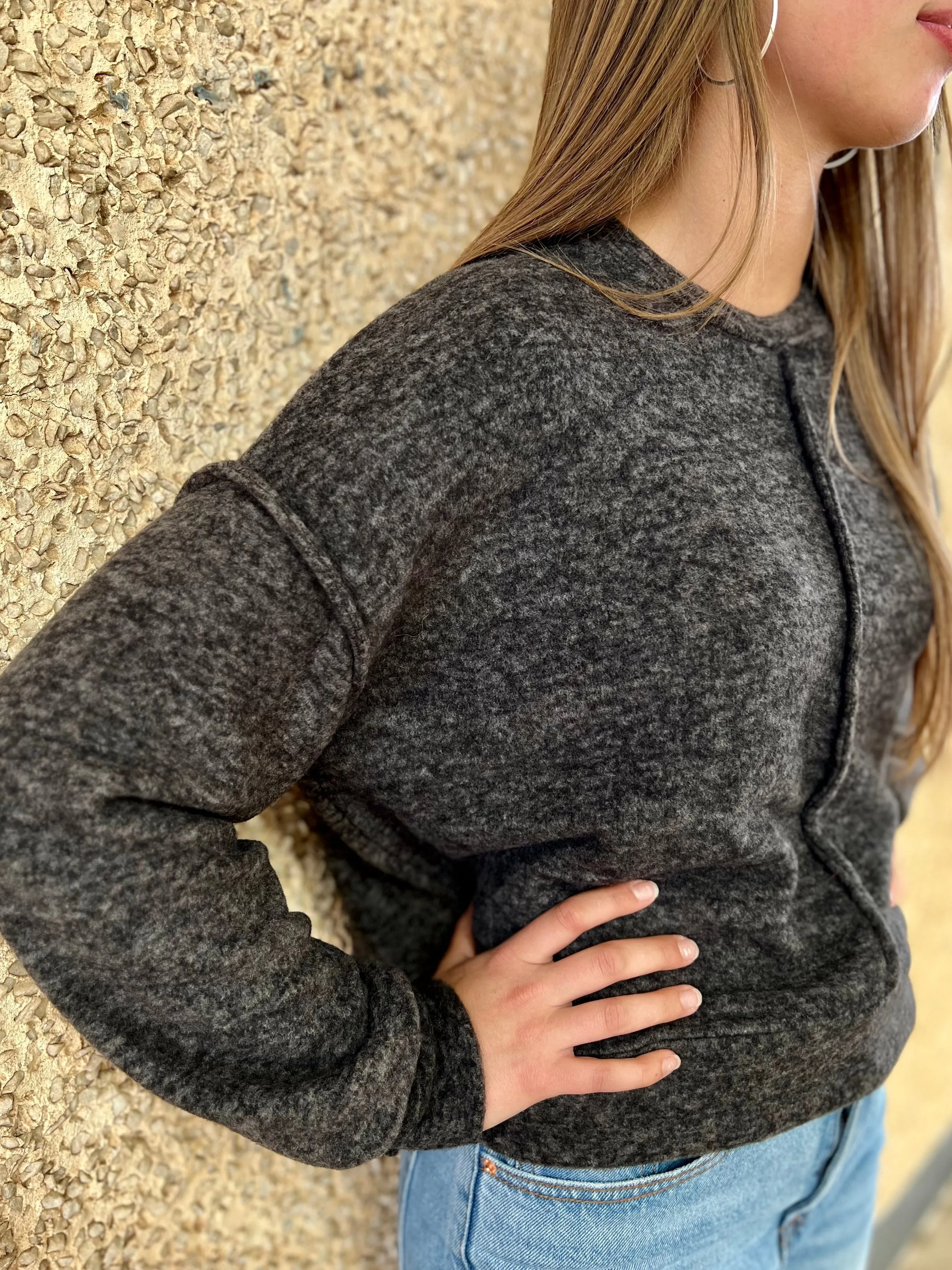 Gray Cropped Sweater for Women - Trendy Casual Top