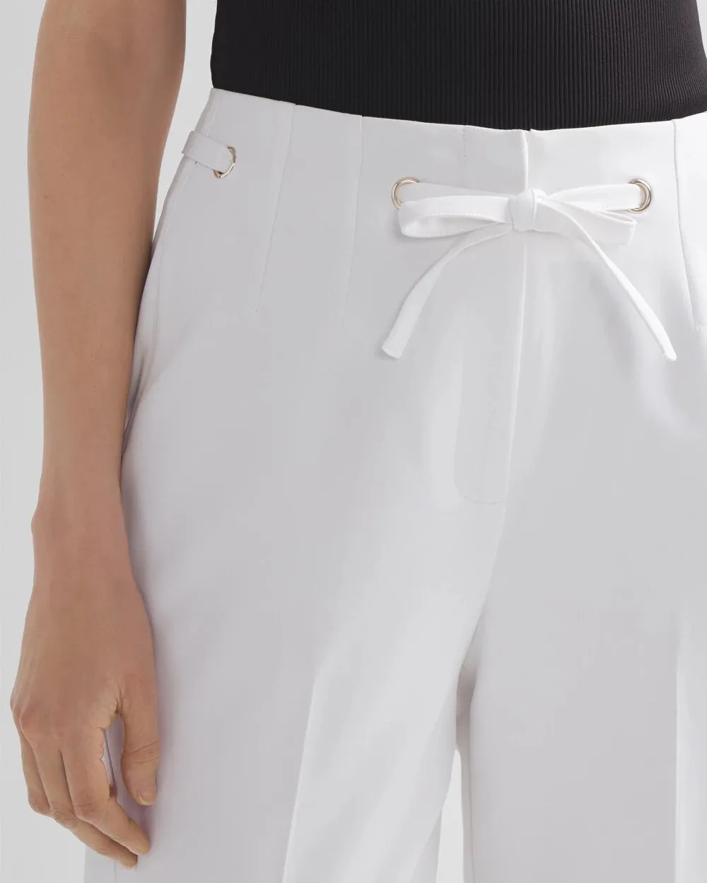 Grommet Slim Fit Cropped Trousers