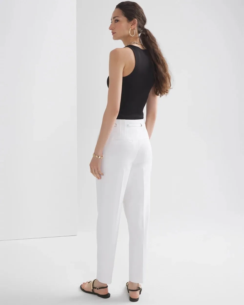 Grommet Slim Fit Cropped Trousers