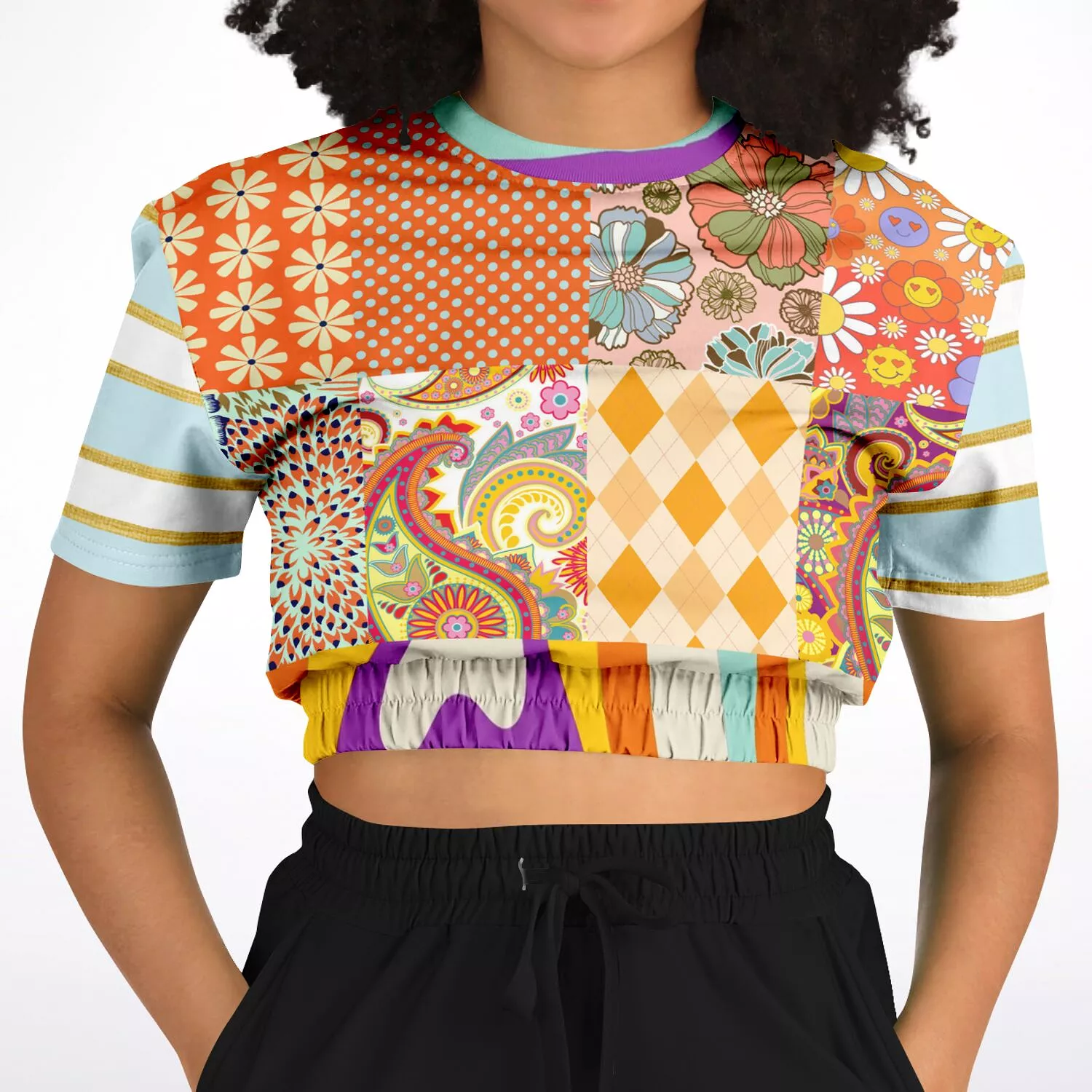 Happy Valley Floral Patchwork Cropped Sweater