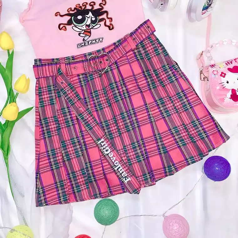 Harajuku sweet pleated skirt with belt - BY56666