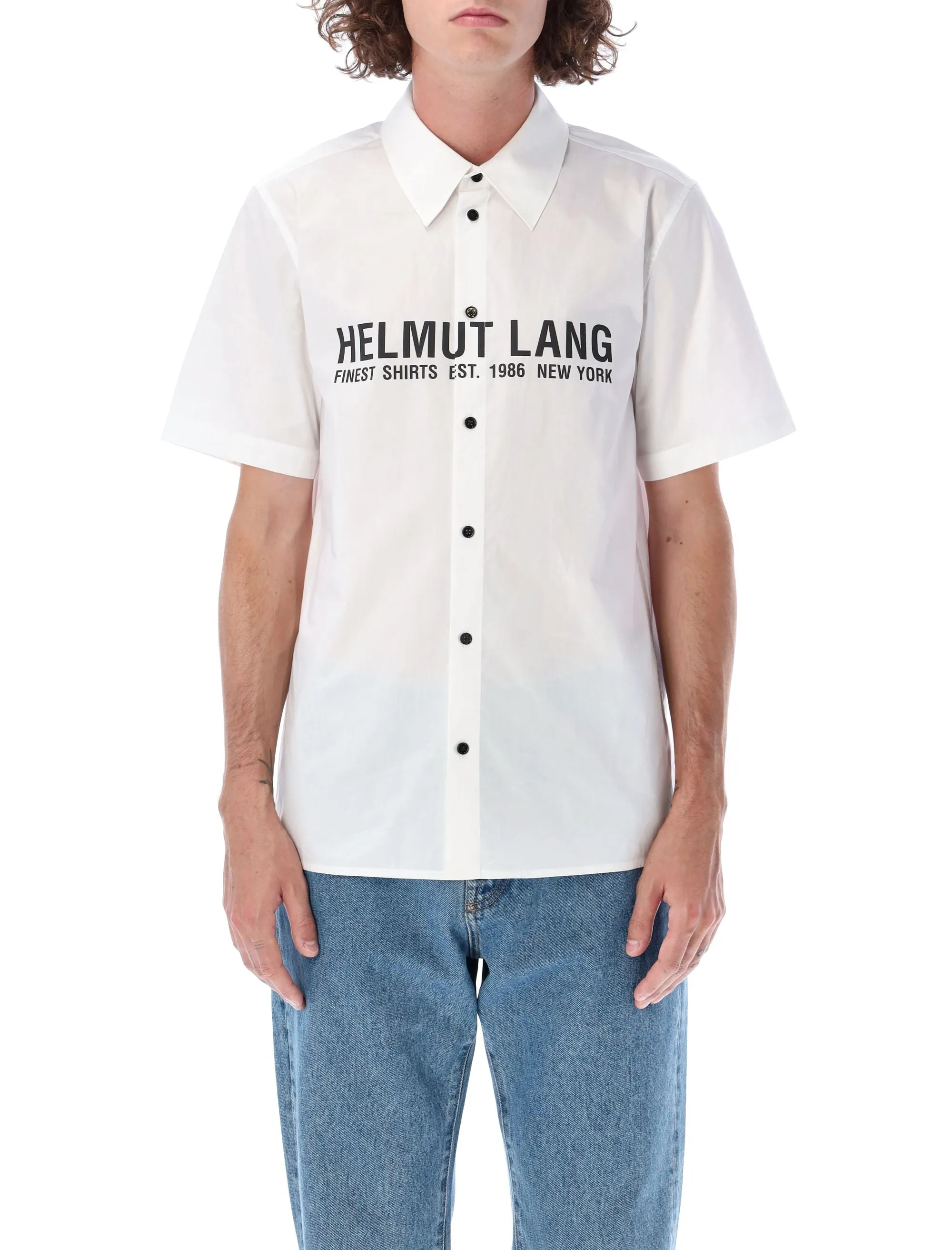 Helmut Lang Logo Print Short Sleeve Shirt