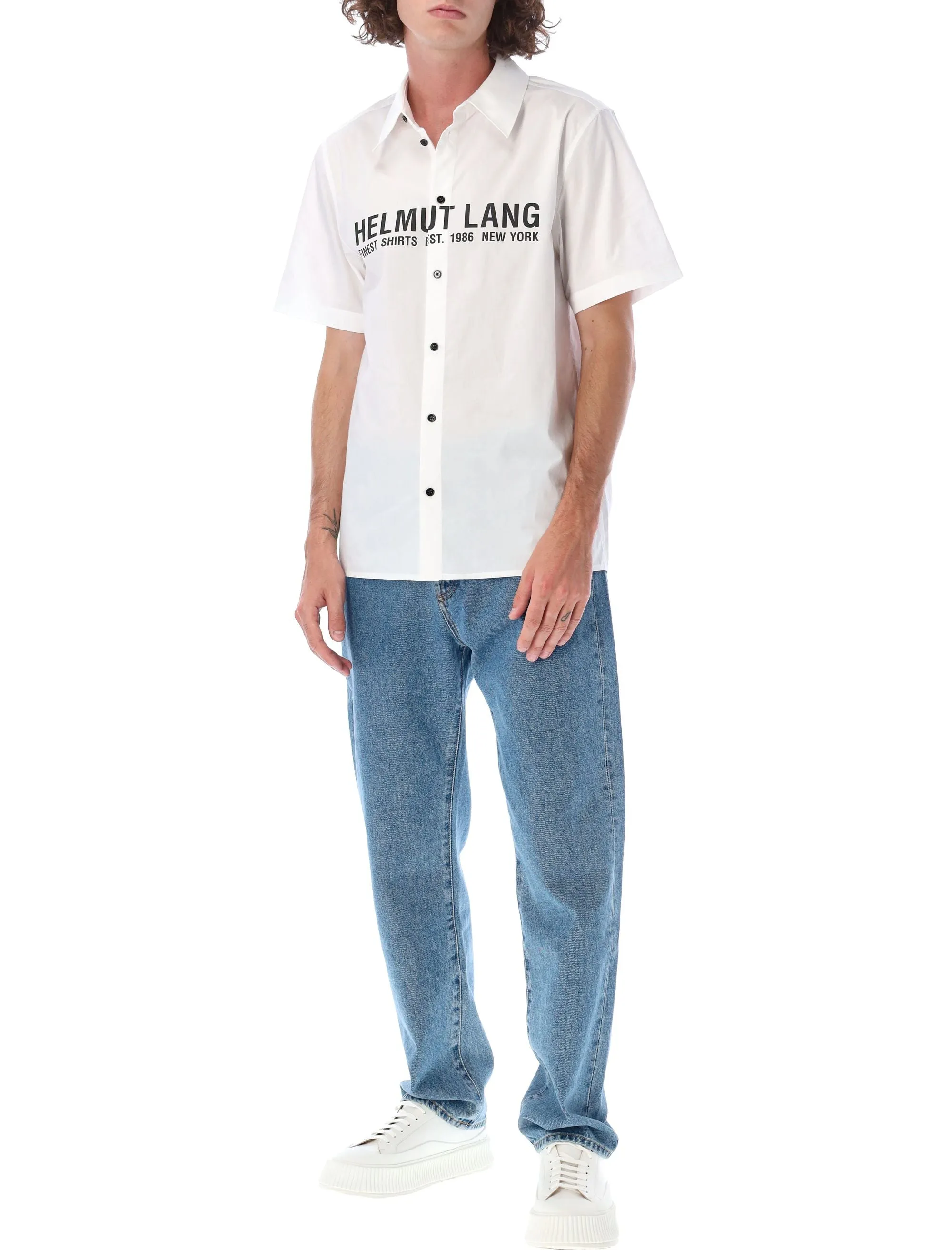 Helmut Lang Logo Print Short Sleeve Shirt