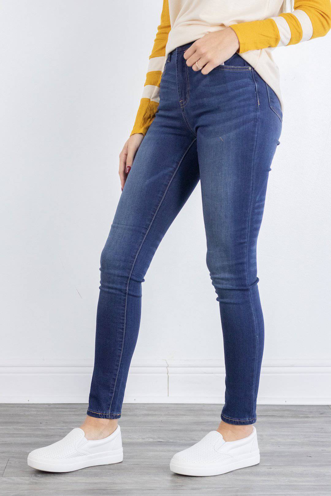 High-rise Indigo Skinny Jeans.