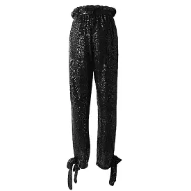 High Waisted Sequin Bow Pants