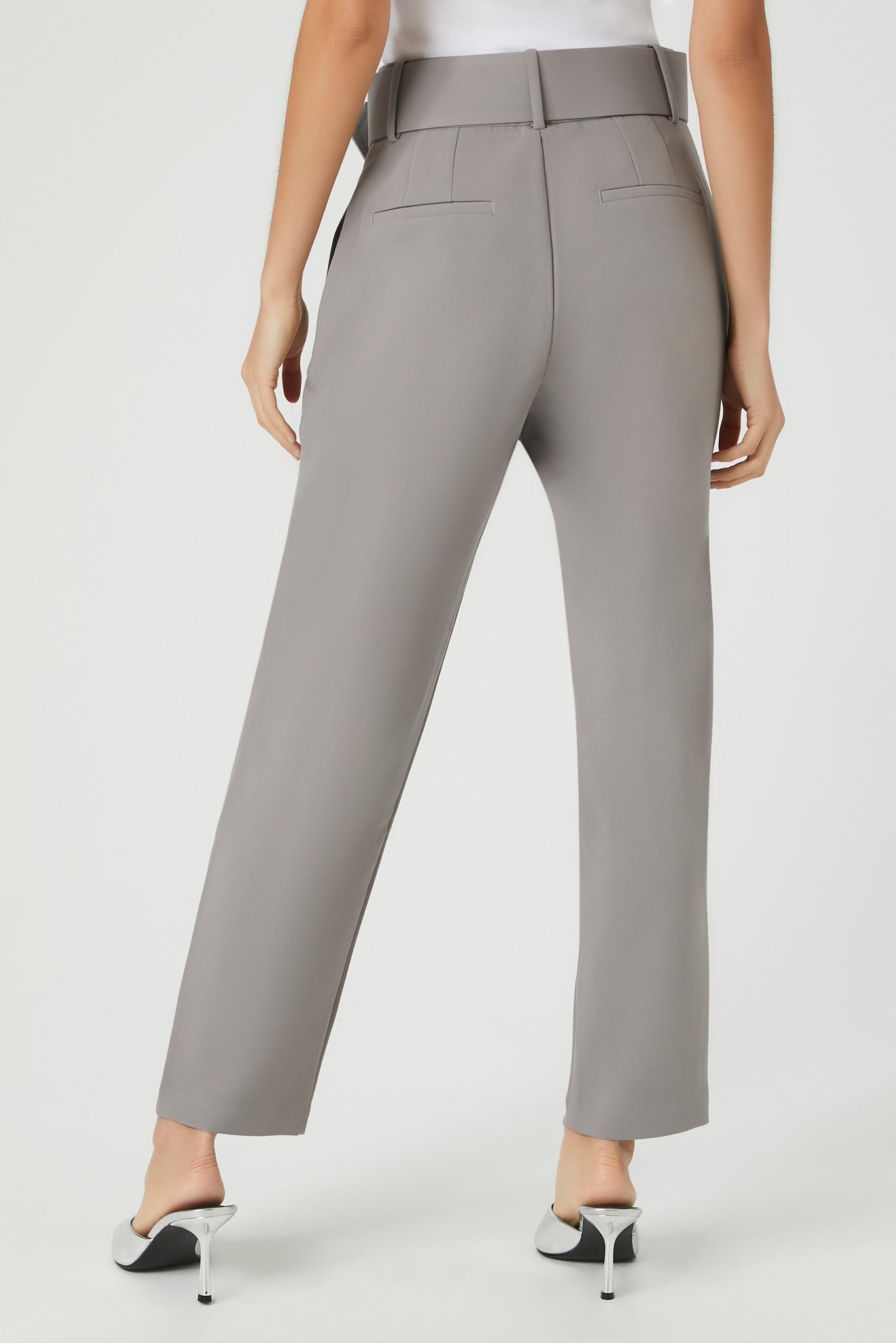 High-Waisted Trousers with Straight-Leg and Ankle Belt