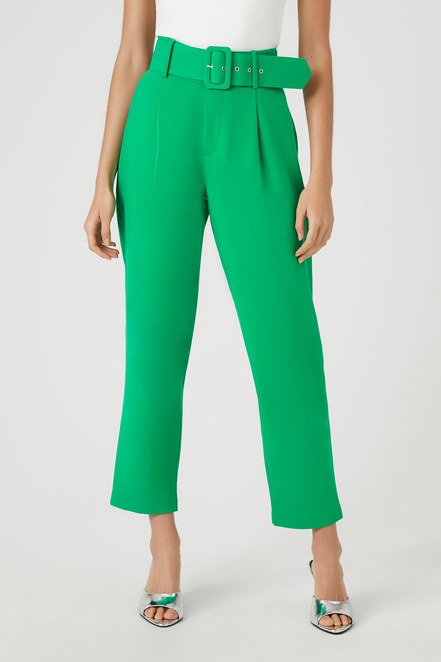 High-Waisted Trousers with Straight-Leg and Ankle Belt