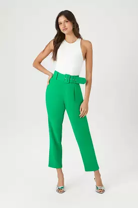 High-Waisted Trousers with Straight-Leg and Ankle Belt