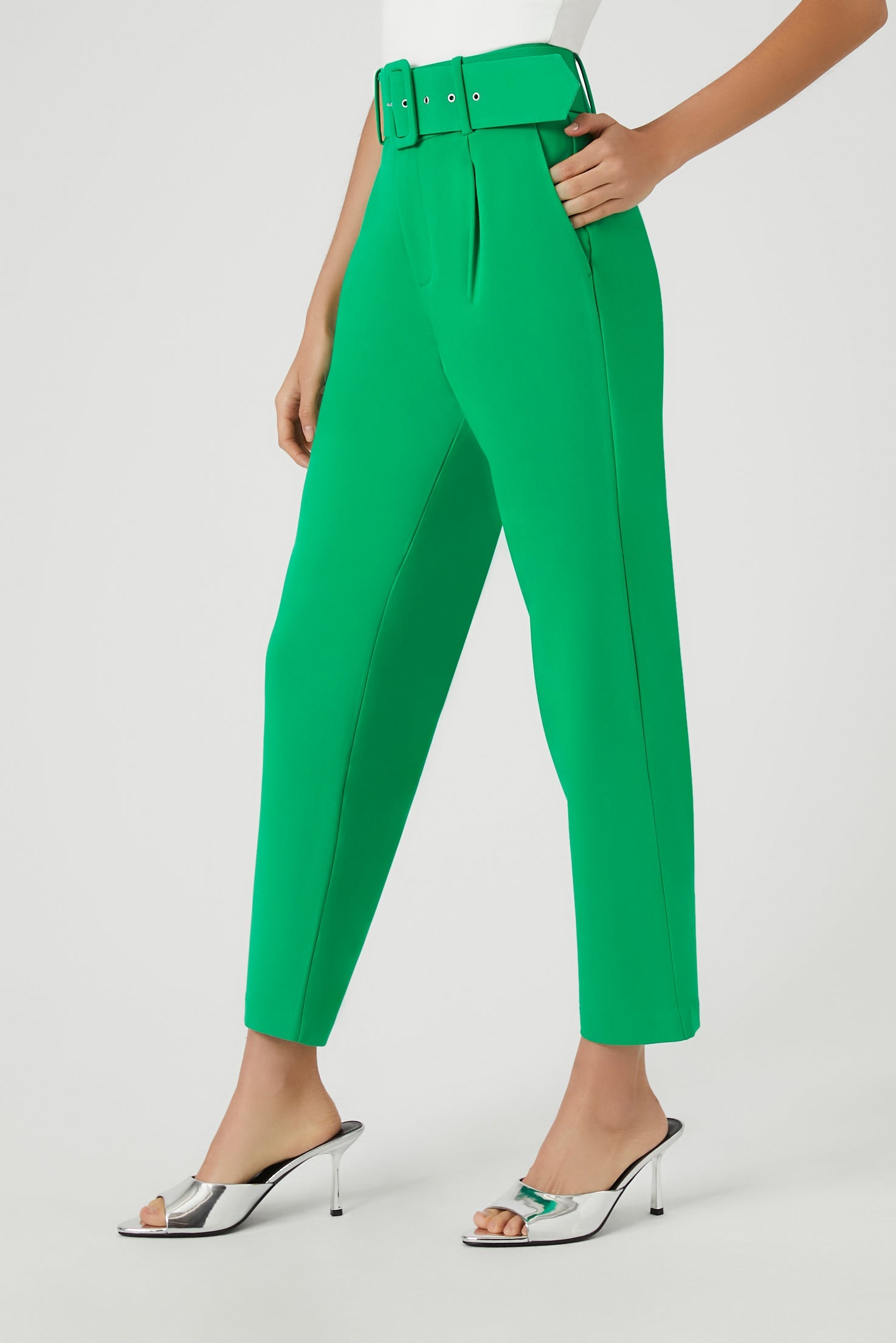 High-Waisted Trousers with Straight-Leg and Ankle Belt