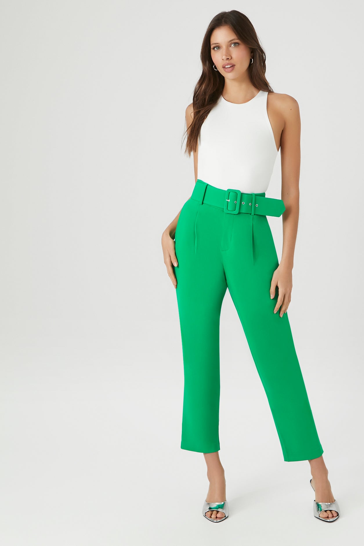 High-Waisted Trousers with Straight-Leg and Ankle Belt