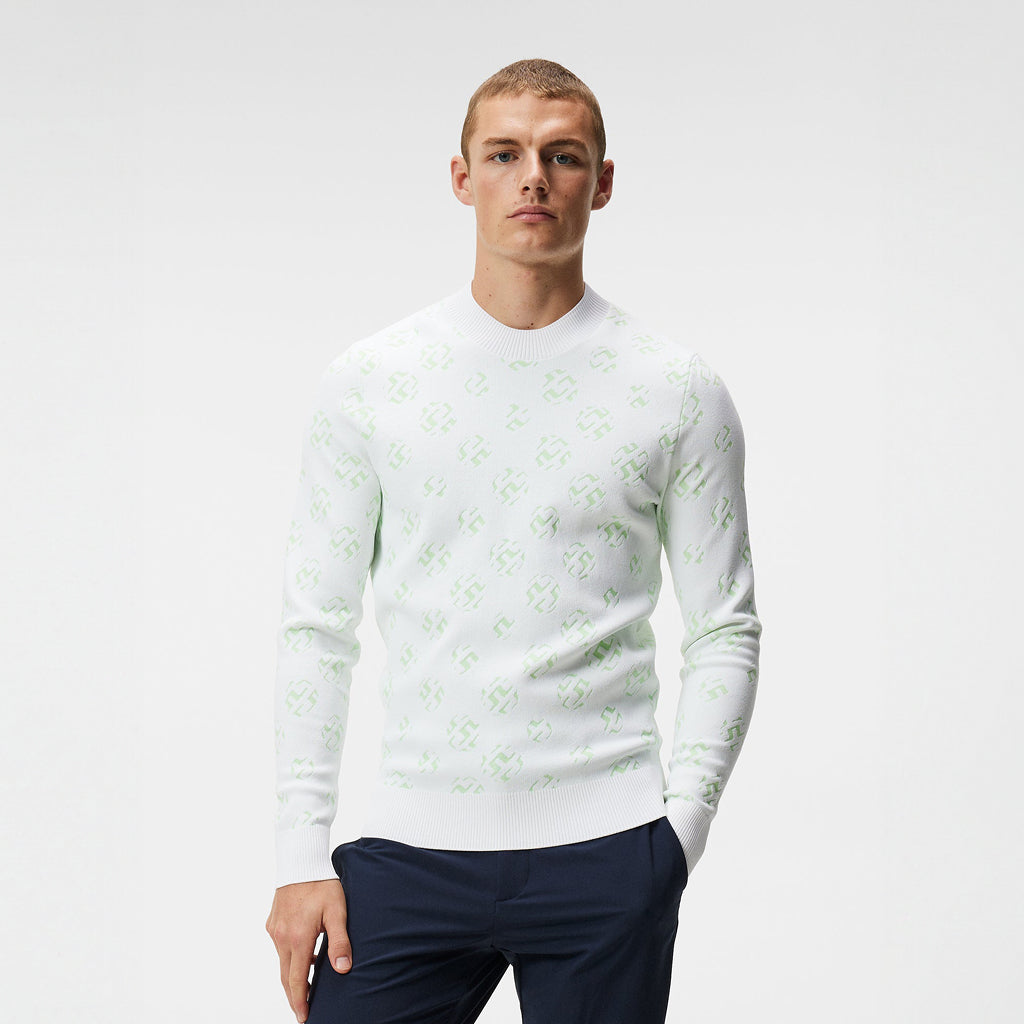 J. Lindeberg White Sphere Dot Gus Jacquard Sweater