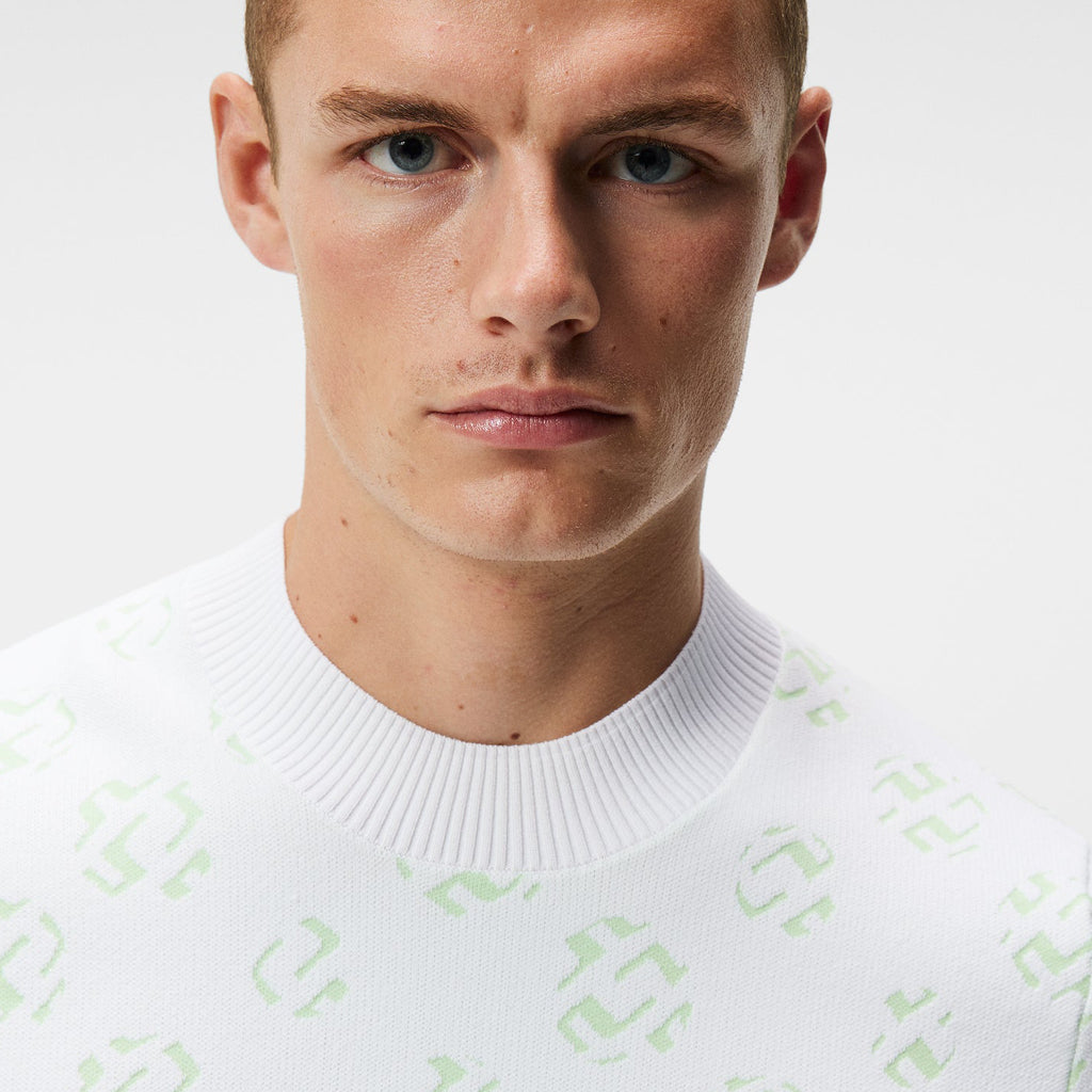 J. Lindeberg White Sphere Dot Gus Jacquard Sweater