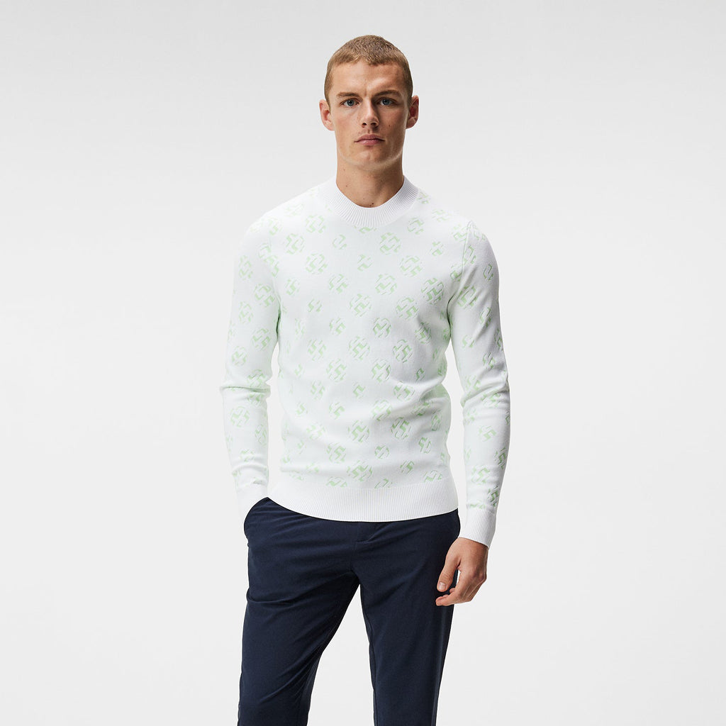 J. Lindeberg White Sphere Dot Gus Jacquard Sweater