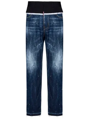 Jeans Medium White Blue Spots Loose Dsquared2