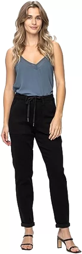 Judy Blue Double Roll Cuff Jogger in Jet Black - SEO result: Judy Blue Double Roll Cuff Jogger - Jet Black