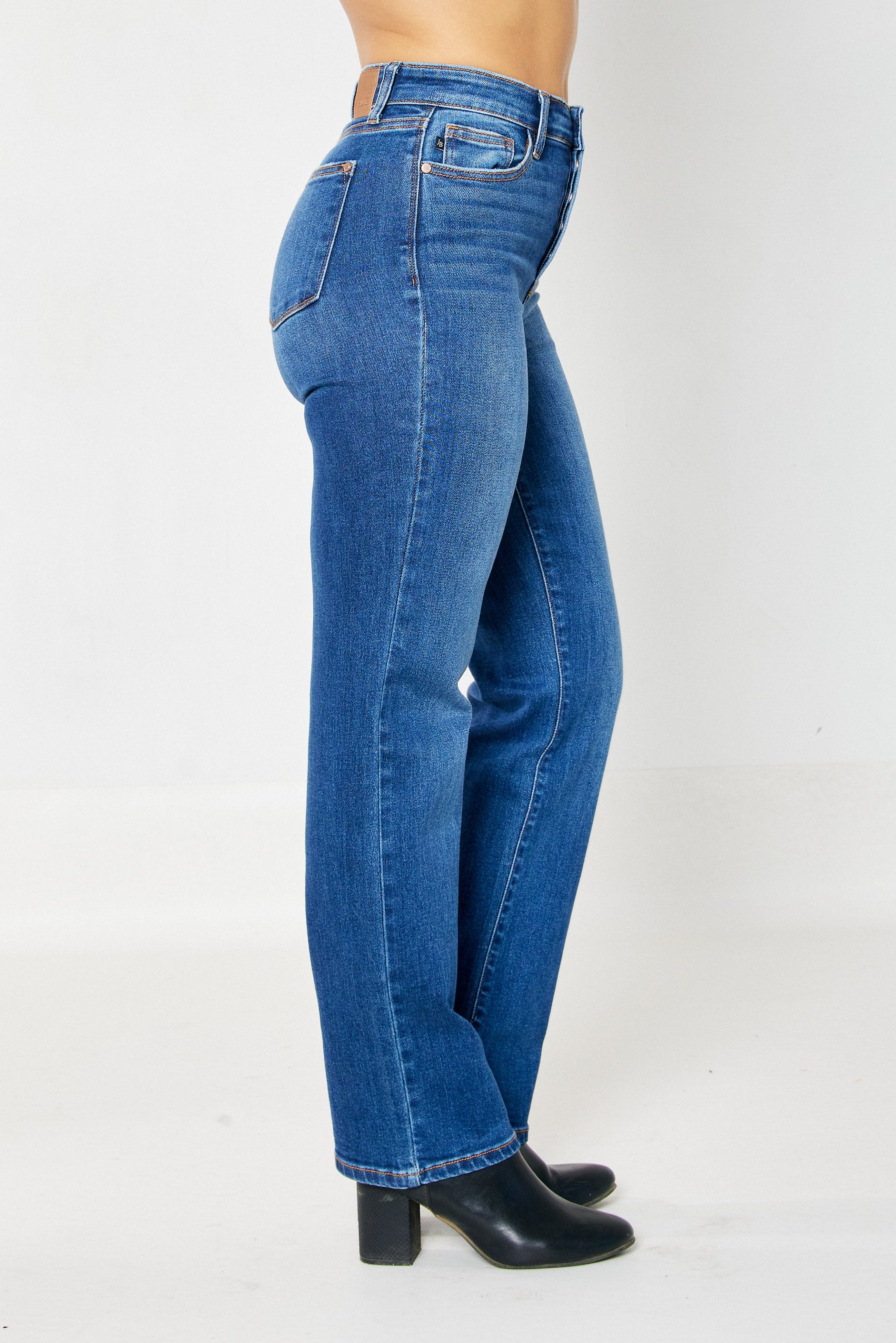 Judy Blue High Waist Straight Leg Jeans with Hidden Button-Fly