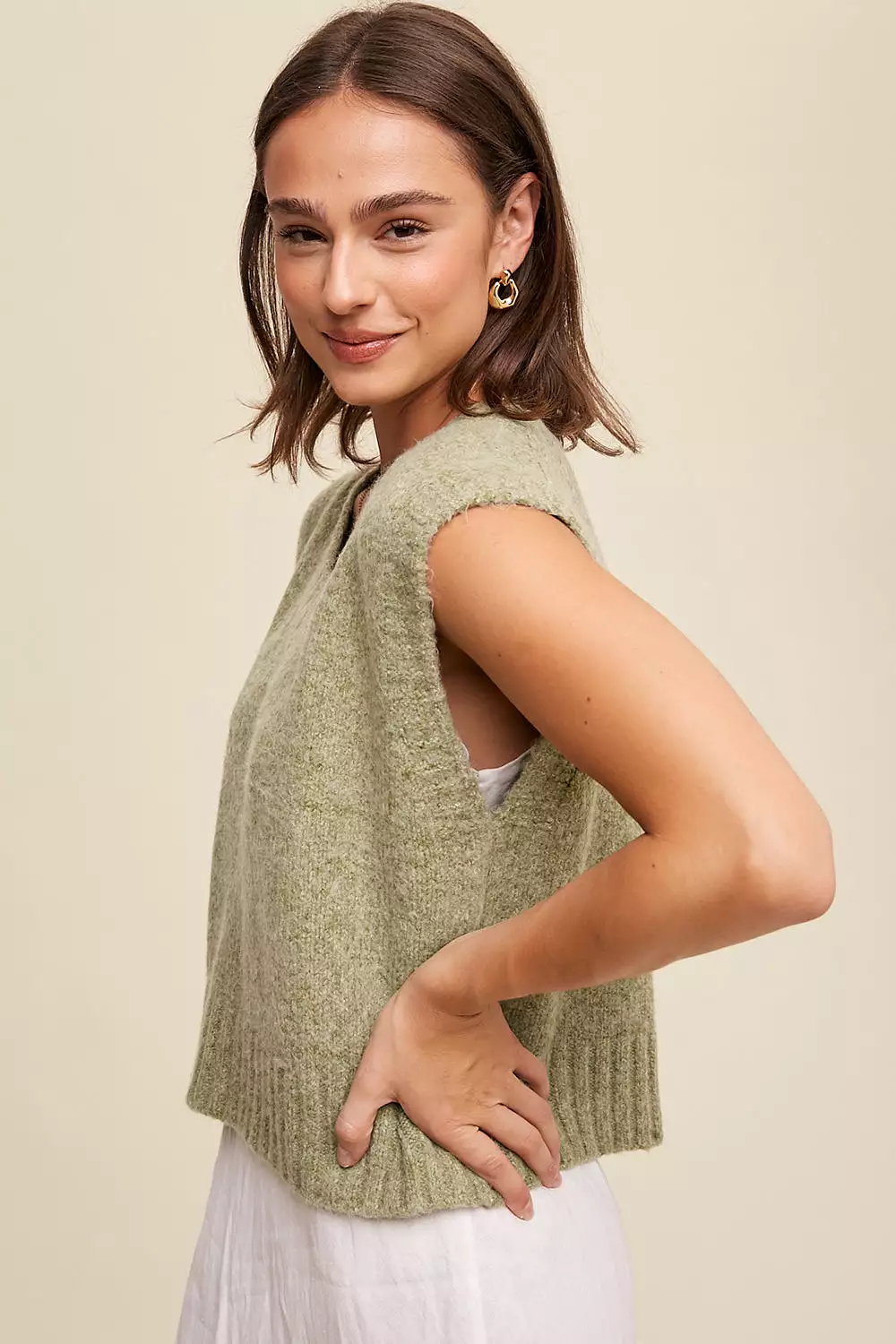 Knit Vest - Soft Touch, Cropped Design