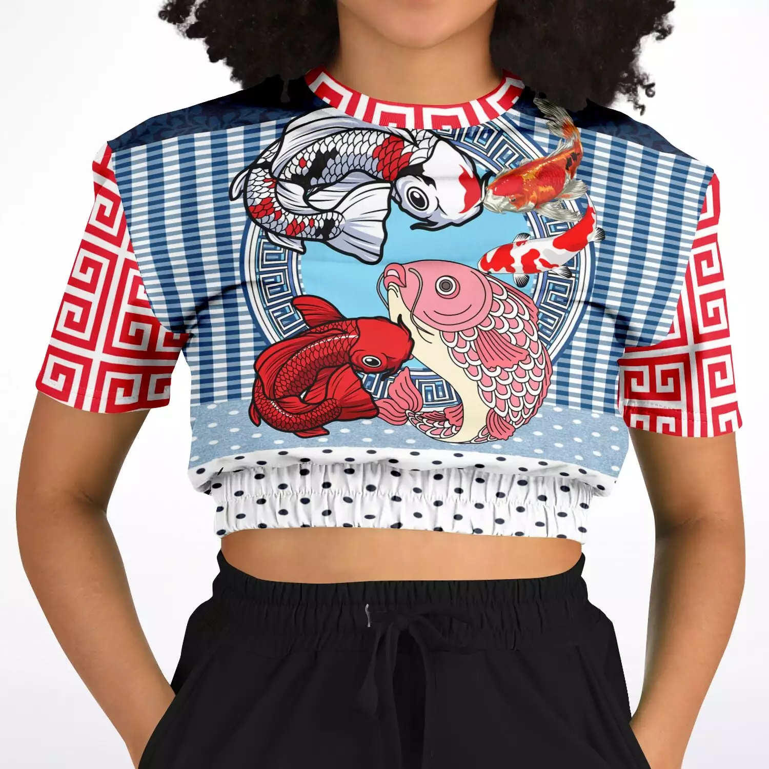 Koi Print Crop Sweater