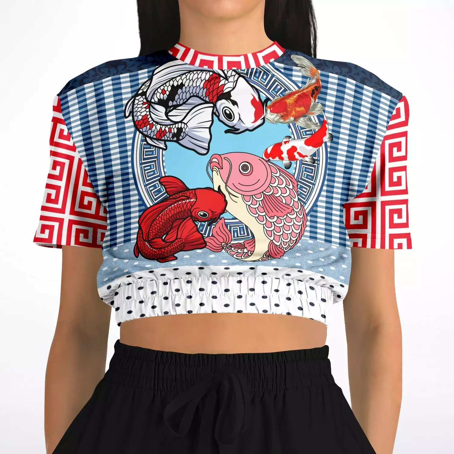 Koi Print Crop Sweater