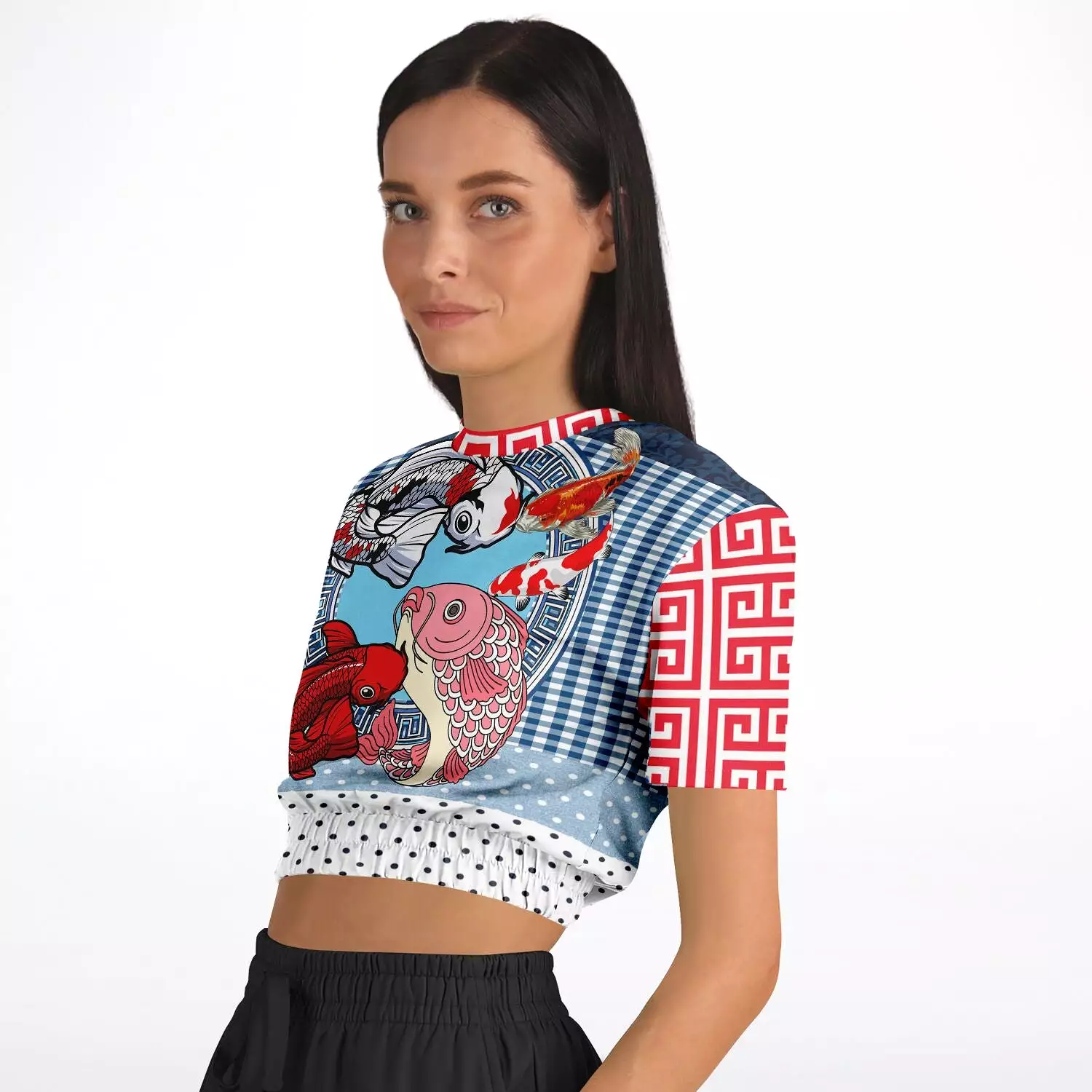 Koi Print Crop Sweater