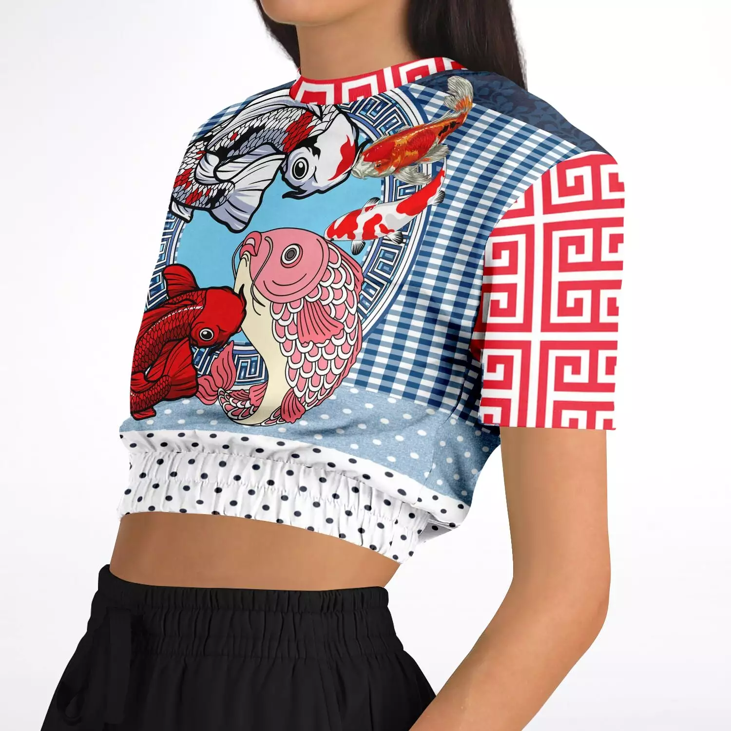 Koi Print Crop Sweater