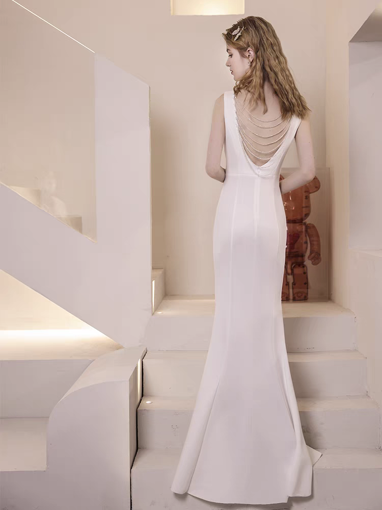 Lalitha White Sleeveless Dress with Back Details