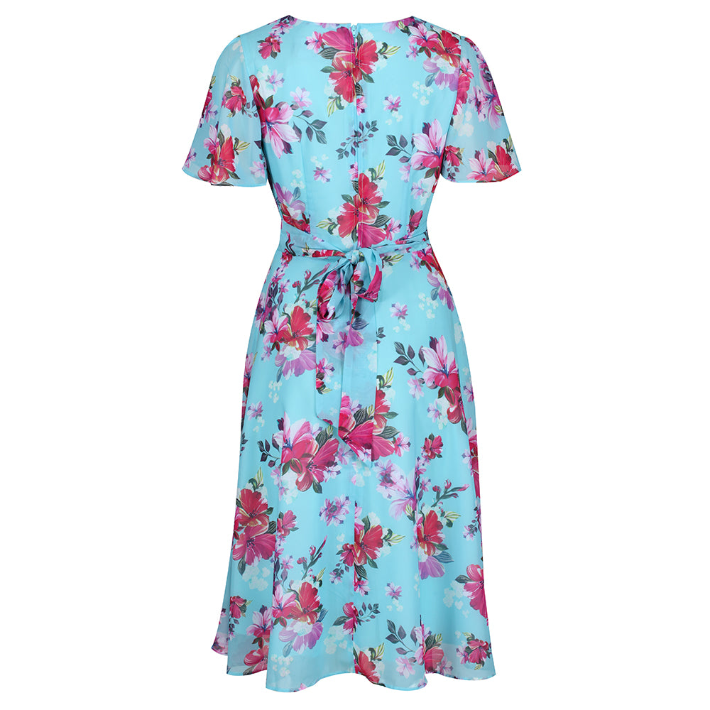 Light Blue Floral Retro Dress - Buy Now!