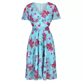 Light Blue Floral Retro Dress - Buy Now!