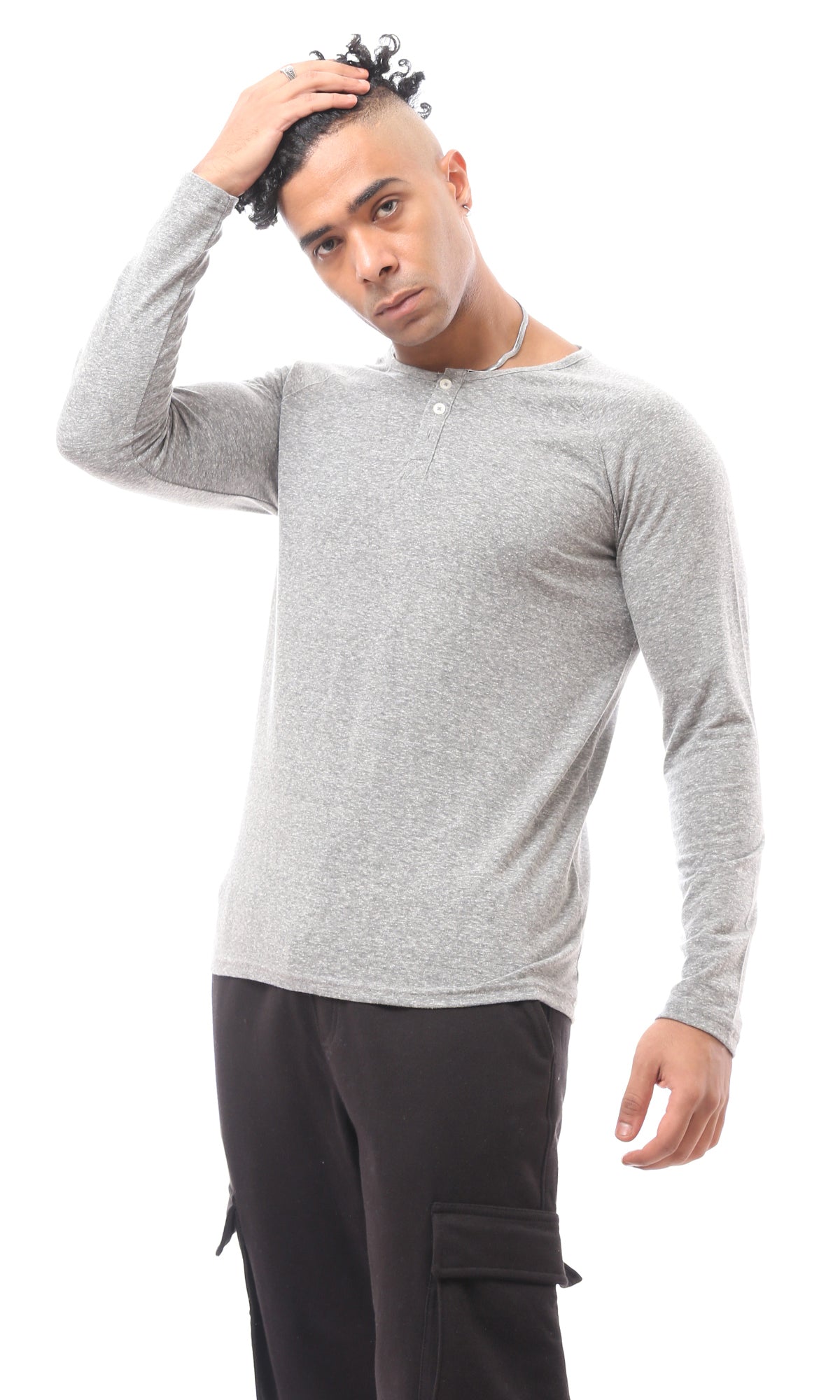 Light Grey Long Sleeve Cotton Heather Tee