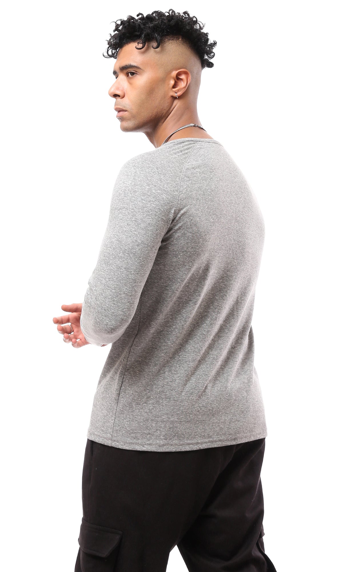 Light Grey Long Sleeve Cotton Heather Tee