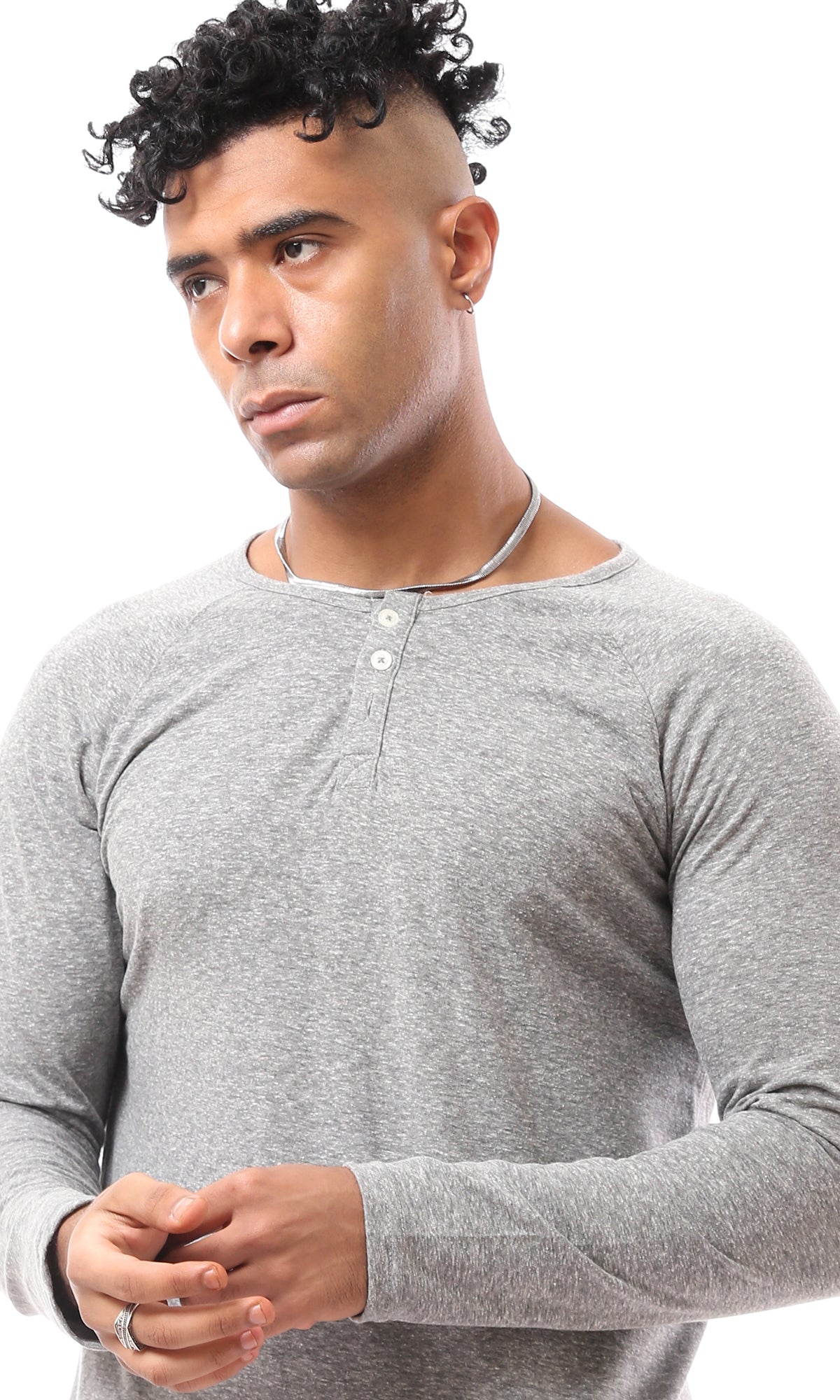 Light Grey Long Sleeve Cotton Heather Tee