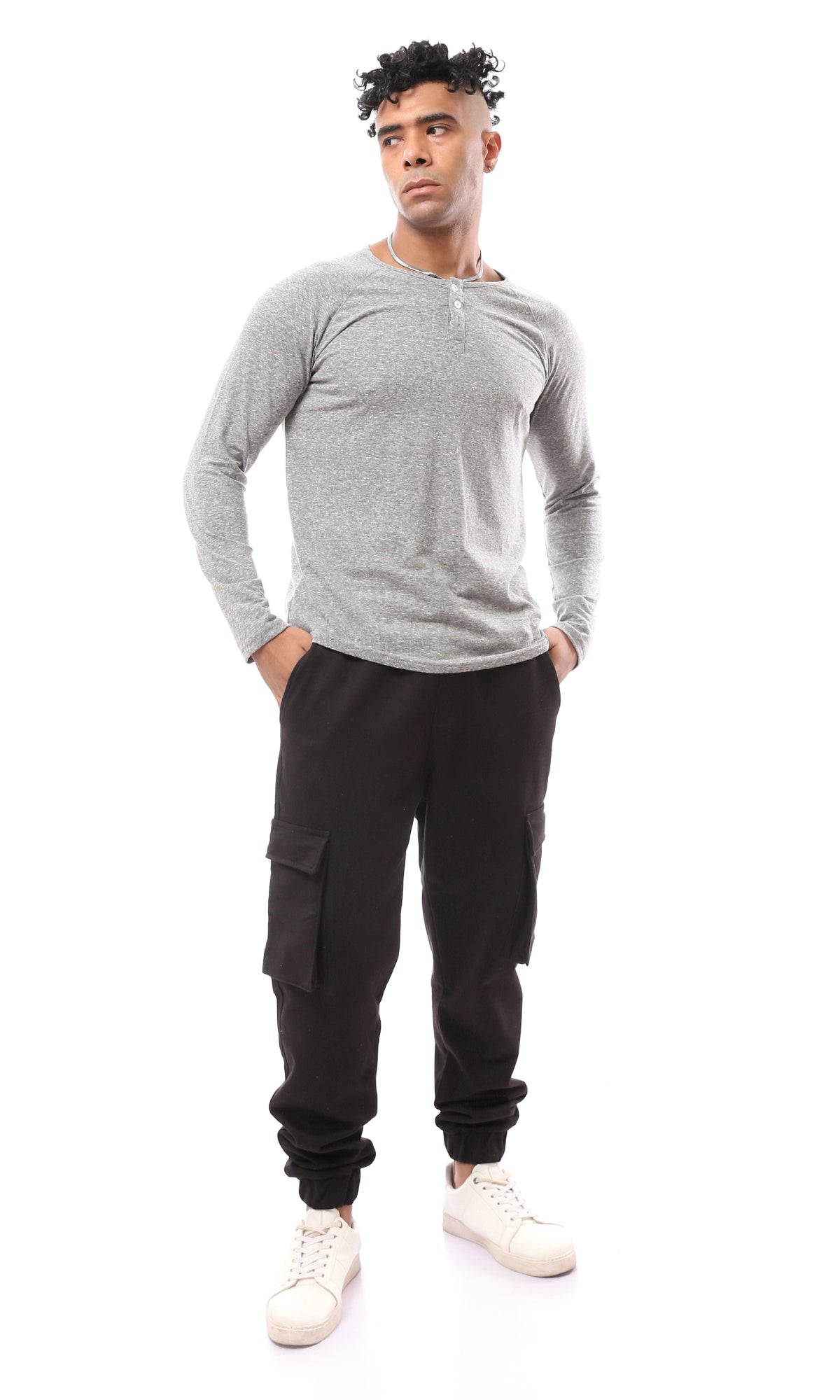 Light Grey Long Sleeve Cotton Heather Tee