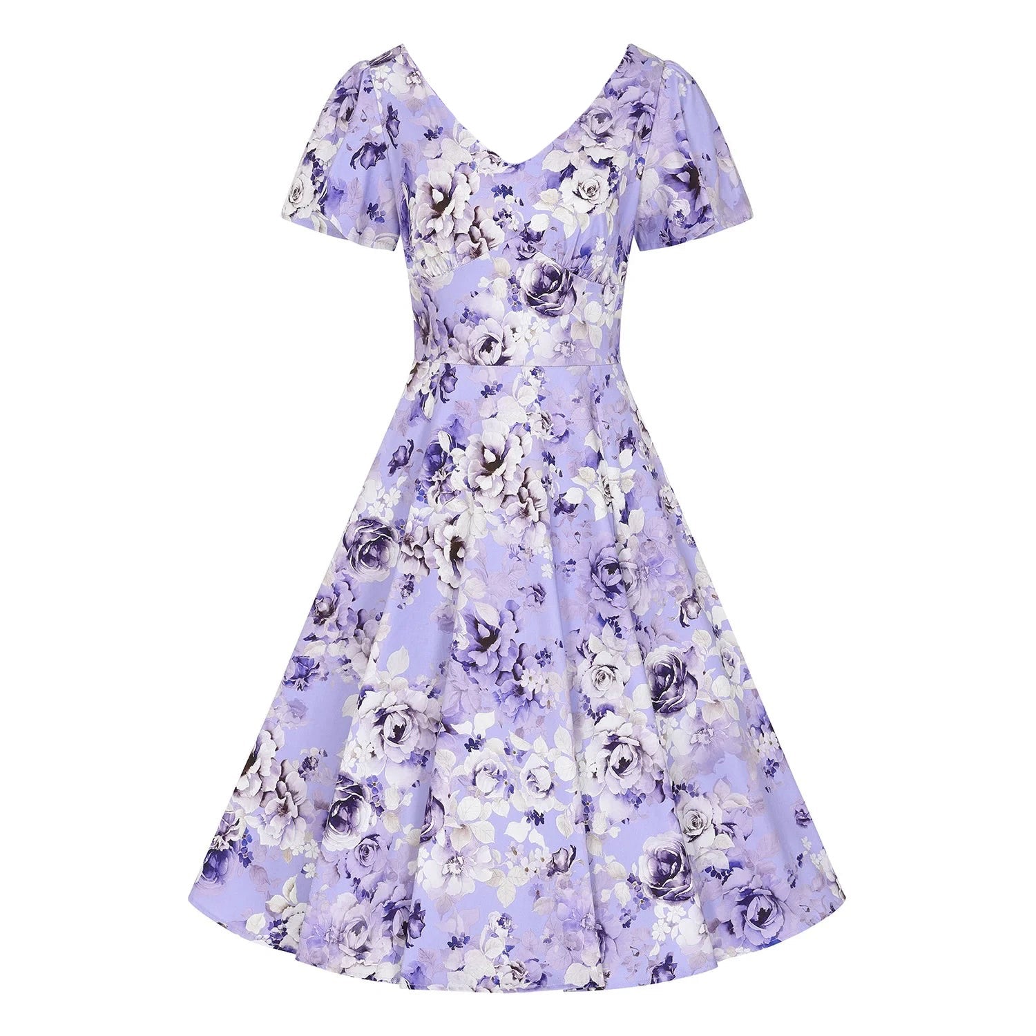 Lilac Floral Print Tea Dress