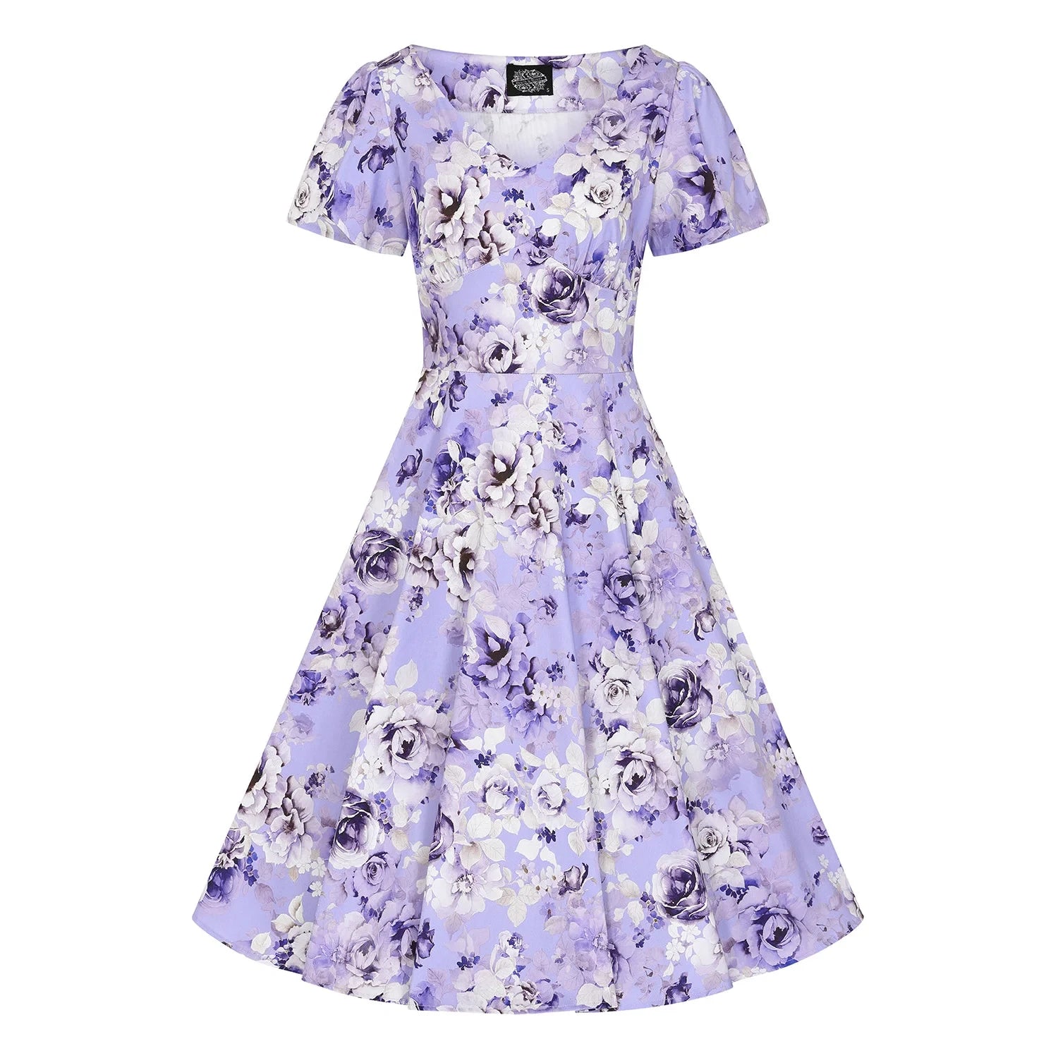 Lilac Floral Print Tea Dress